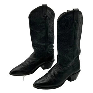 Dan Post Boots Women 9.5M Men 7.5M Cowgirl Cowboy Boot Black Leather Embroidery